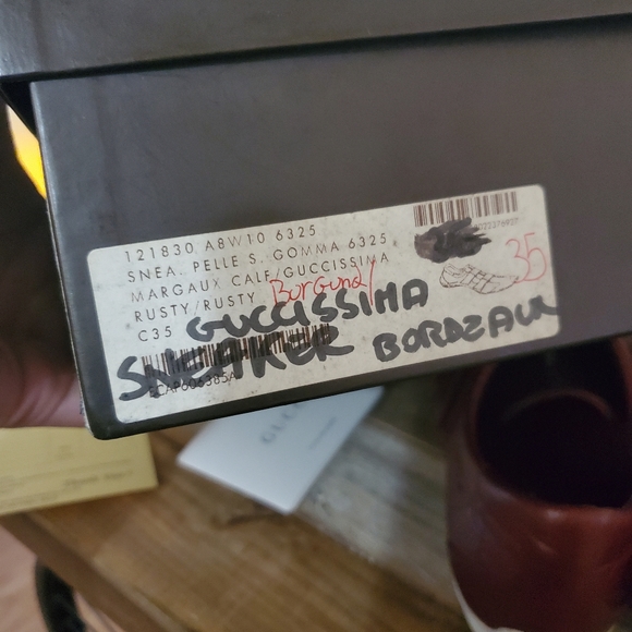 Gucci Guccissima Leather Velcro Sneakers Burgundy EU 35 Made in Italy Margaux - Picture 7 of 13